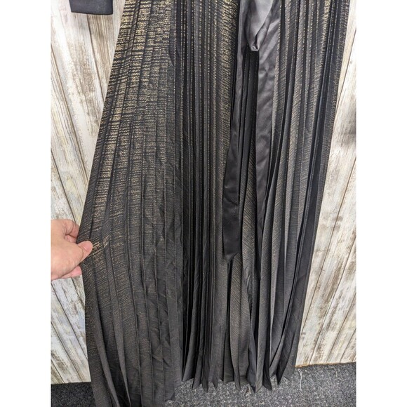 Lularoe Maxi Wrap Dress XXS Black Gold Pleated Witchy Whimsigoth Dark Romantic - Picture 5 of 9